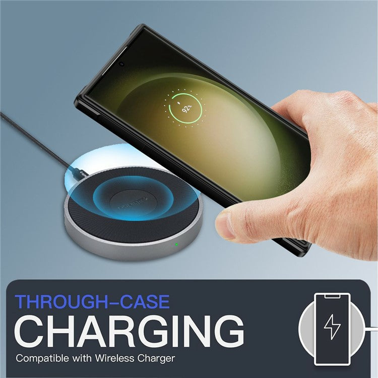 For Samsung Galaxy S23 Ultra Clear Phone Case Compatible with MagSafe Back Cover with Lens Cover Kickstand - Wine Red