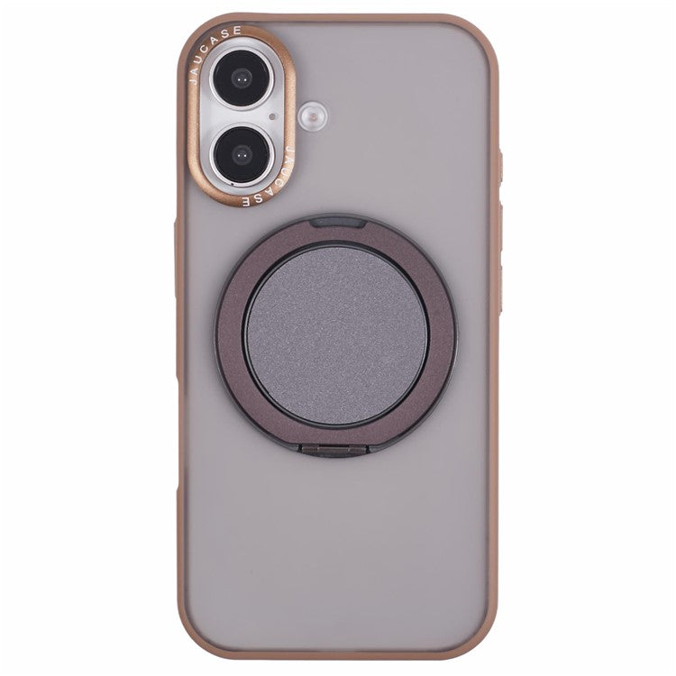 JAUCASE For iPhone 16 Case Rotary Kickstand PC+TPU Phone Cover Compatible with MagSafe - Gold