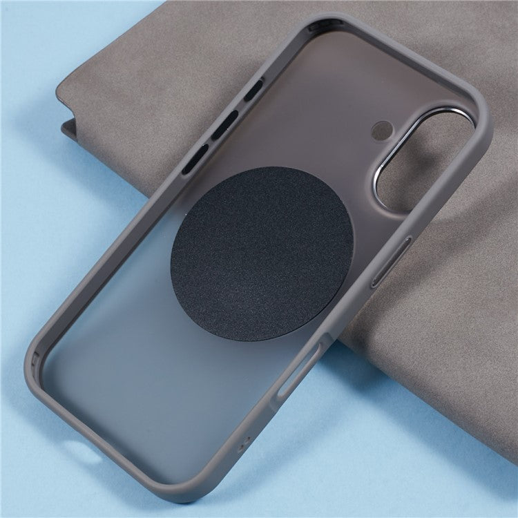 JAUCASE For iPhone 16 Case Rotary Kickstand PC+TPU Phone Cover Compatible with MagSafe - Grey