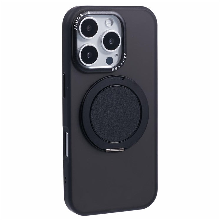 JAUCASE For iPhone 16 Pro Case Rotary Kickstand PC+TPU Phone Cover Compatible with MagSafe - Black