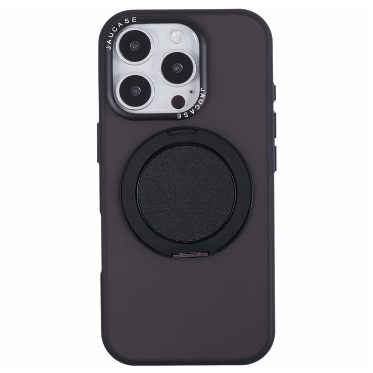 JAUCASE For iPhone 16 Pro Case Rotary Kickstand PC+TPU Phone Cover Compatible with MagSafe - Black