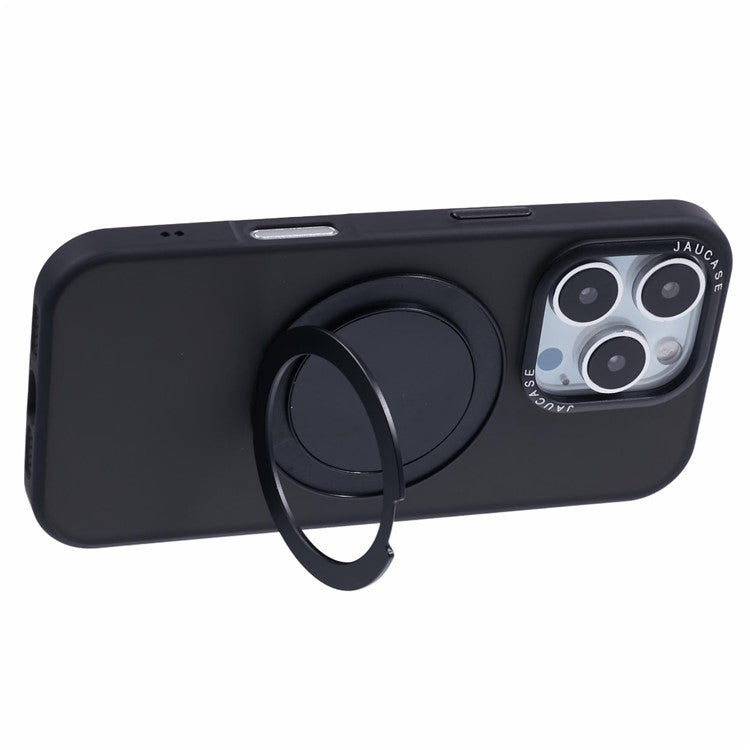 JAUCASE For iPhone 16 Pro Case Rotary Kickstand PC+TPU Phone Cover Compatible with MagSafe - Black