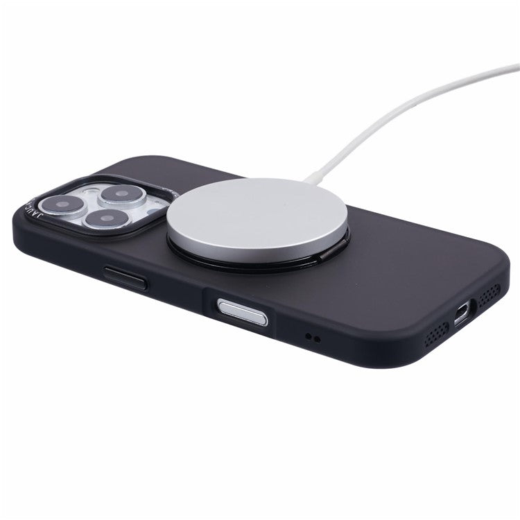 JAUCASE For iPhone 16 Pro Case Rotary Kickstand PC+TPU Phone Cover Compatible with MagSafe - Black