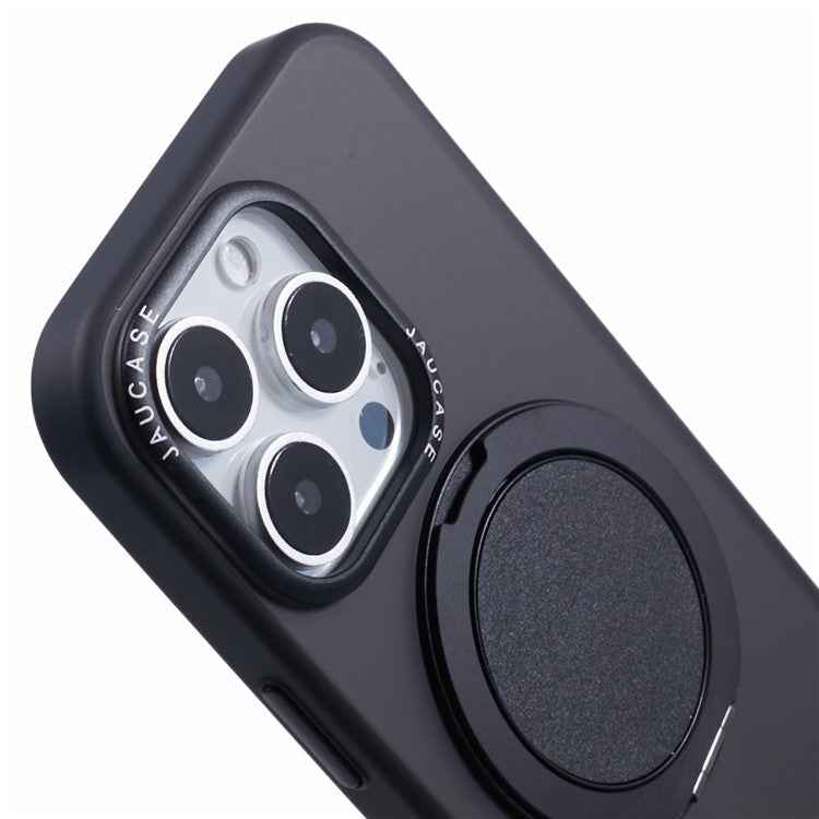 JAUCASE For iPhone 16 Pro Case Rotary Kickstand PC+TPU Phone Cover Compatible with MagSafe - Black