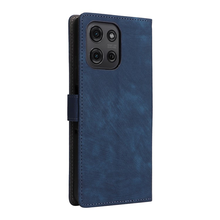 For Motorola Moto G75 5G Wallet Case RFID Blocking PU Leather Cover Stand View - Blue