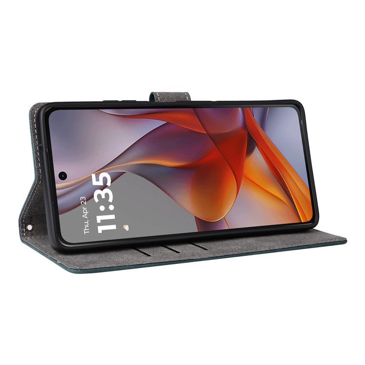 For Motorola Moto G75 5G Wallet Case RFID Blocking PU Leather Cover Stand View - Green