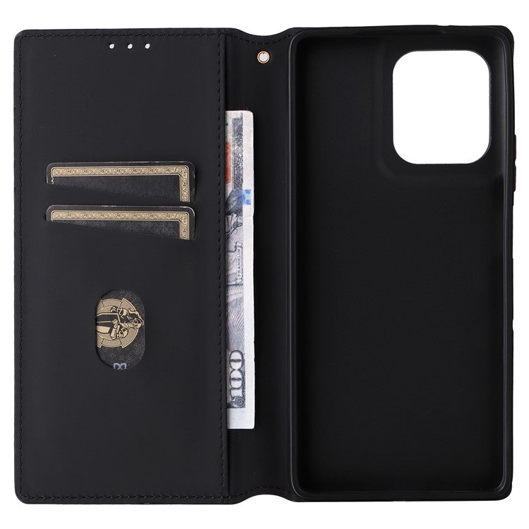 For Motorola Moto G75 5G Wallet Case Rhombus Imprinted Leather Phone Cover - Black