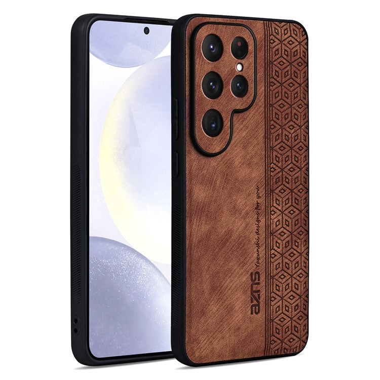 AZNS For Samsung Galaxy S25 Ultra Case Protective PU Leather Covered TPU Phone Shell - Brown