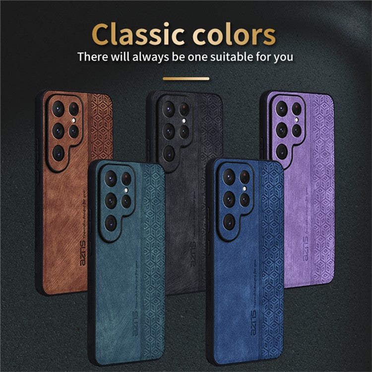 AZNS For Samsung Galaxy S25 Ultra Case Protective PU Leather Covered TPU Phone Shell - Brown