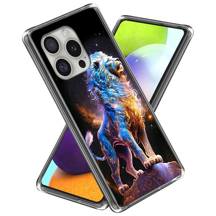 For iPhone 16 Pro Case Pattern Printed Shockproof TPU Phone Cover - Lion