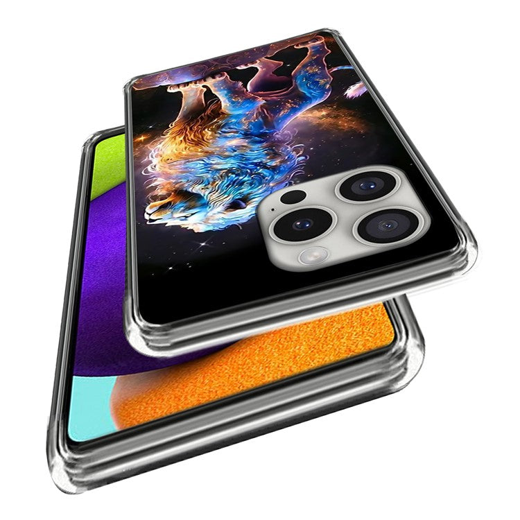 For iPhone 16 Pro Case Pattern Printed Shockproof TPU Phone Cover - Lion