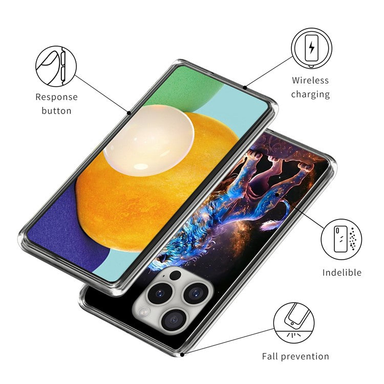 For iPhone 16 Pro Case Pattern Printed Shockproof TPU Phone Cover - Lion