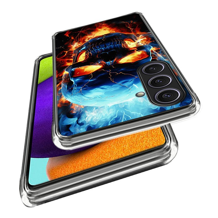 For Samsung Galaxy S25+ Case Pattern Printed Shockproof TPU Phone Cover - Flame Skull
