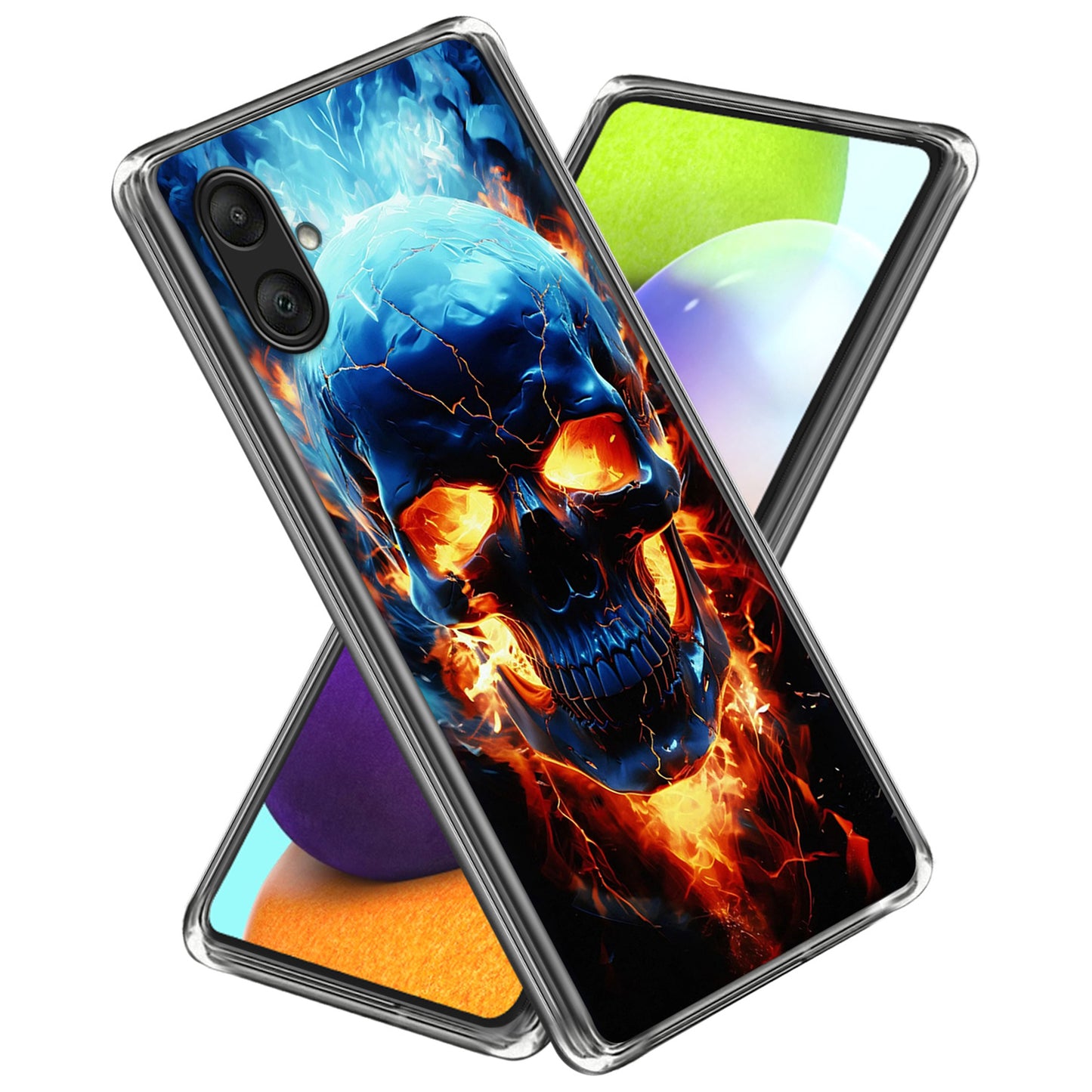 For Samsung Galaxy A06 Case Pattern Printed Shockproof TPU Phone Cover - Flame Skull