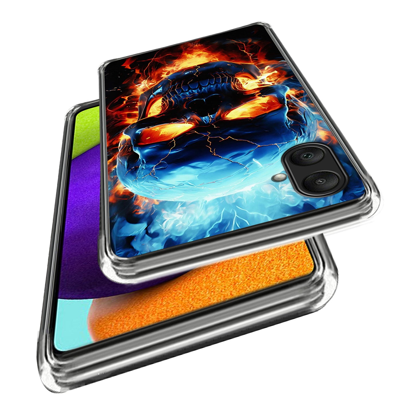 For Samsung Galaxy A06 Case Pattern Printed Shockproof TPU Phone Cover - Flame Skull