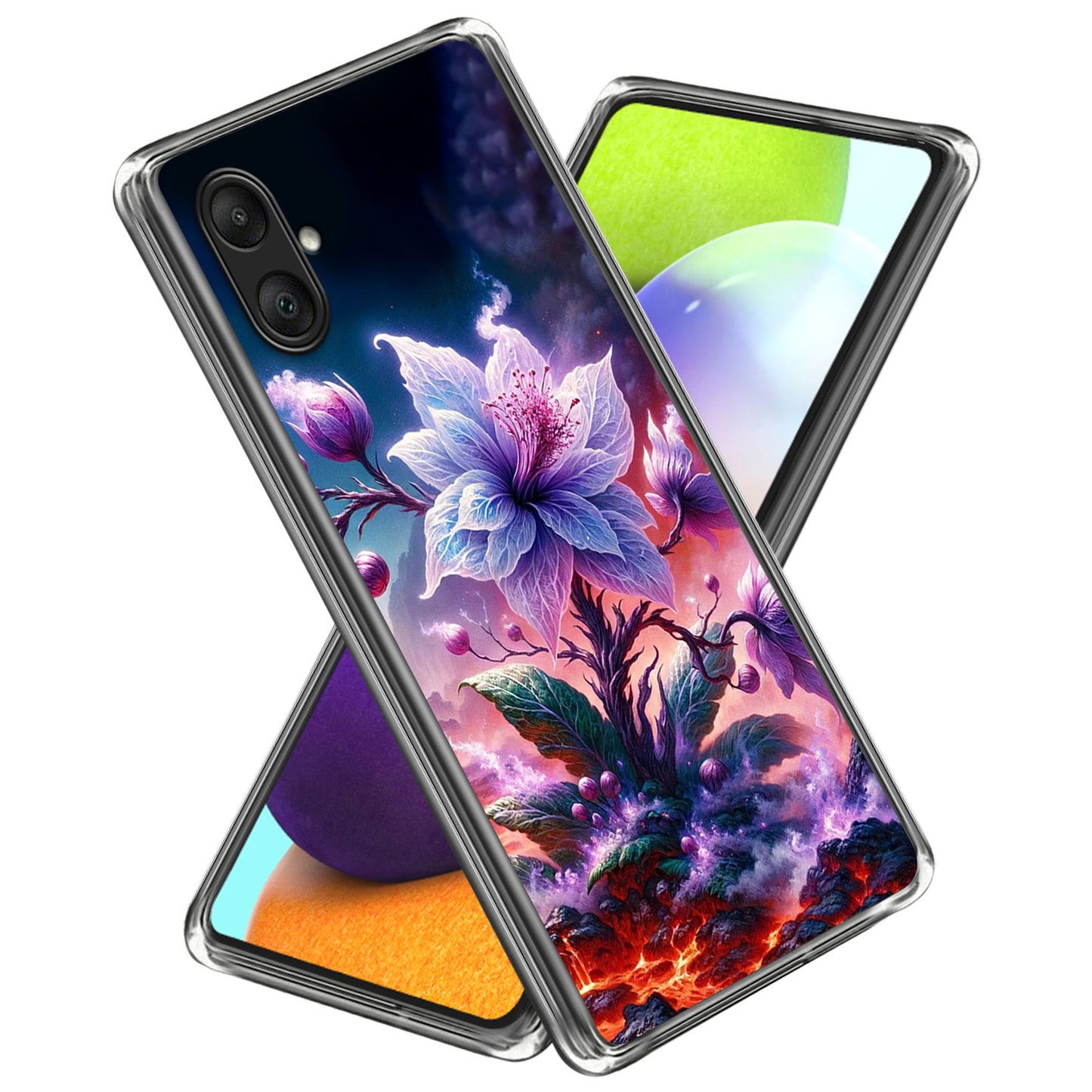 For Samsung Galaxy A06 Case Pattern Printed Shockproof TPU Phone Cover - Purple Flower