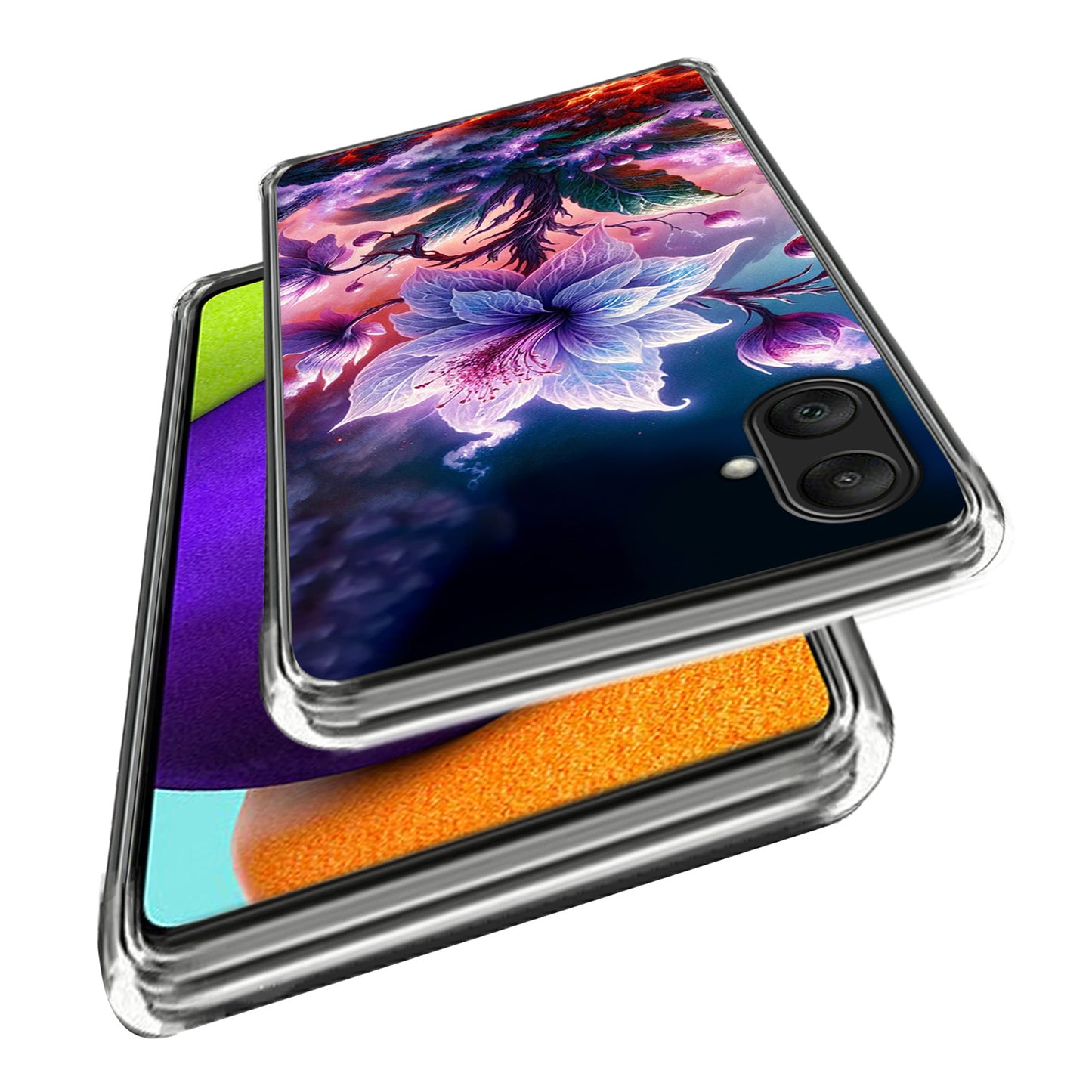 For Samsung Galaxy A06 Case Pattern Printed Shockproof TPU Phone Cover - Purple Flower