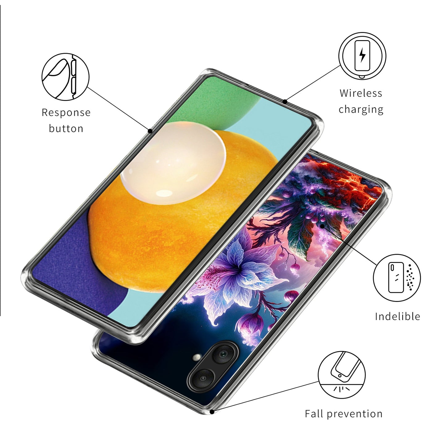 For Samsung Galaxy A06 Case Pattern Printed Shockproof TPU Phone Cover - Purple Flower
