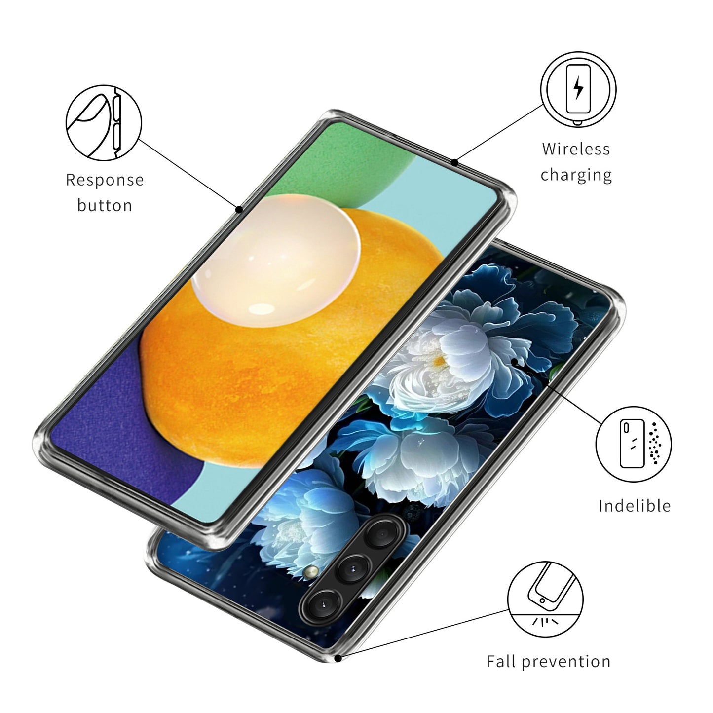 For Samsung Galaxy A16 5G Case Pattern Printed Shockproof TPU Phone Cover - White Peony