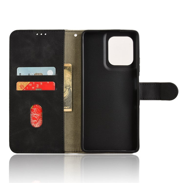For Motorola Moto G75 5G Leather Case Skin-Feel Anti-Drop Wallet Flip Phone Cover - Black