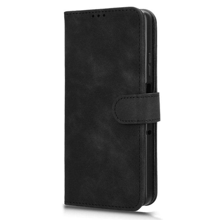For Motorola Moto G75 5G Leather Case Skin-Feel Anti-Drop Wallet Flip Phone Cover - Black