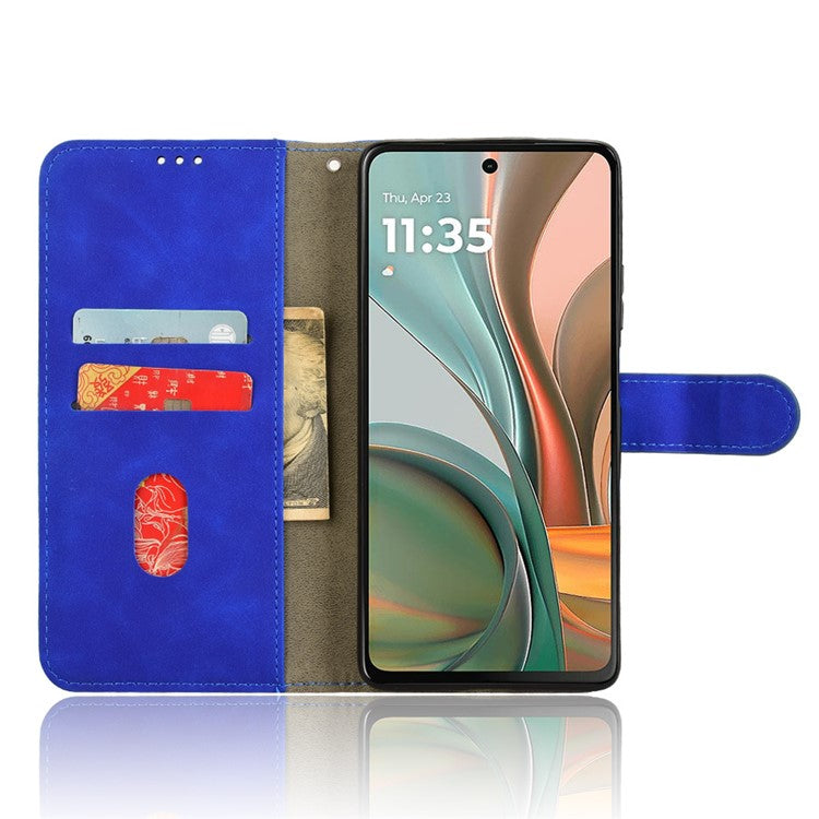 For Motorola Moto G75 5G Leather Case Skin-Feel Anti-Drop Wallet Flip Phone Cover - Blue
