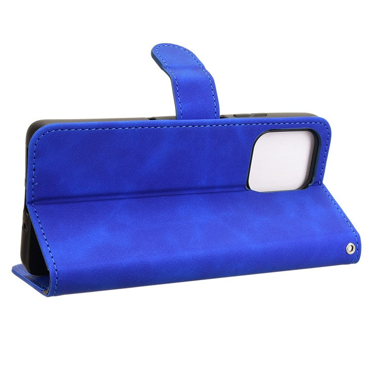 For Motorola Moto G75 5G Leather Case Skin-Feel Anti-Drop Wallet Flip Phone Cover - Blue