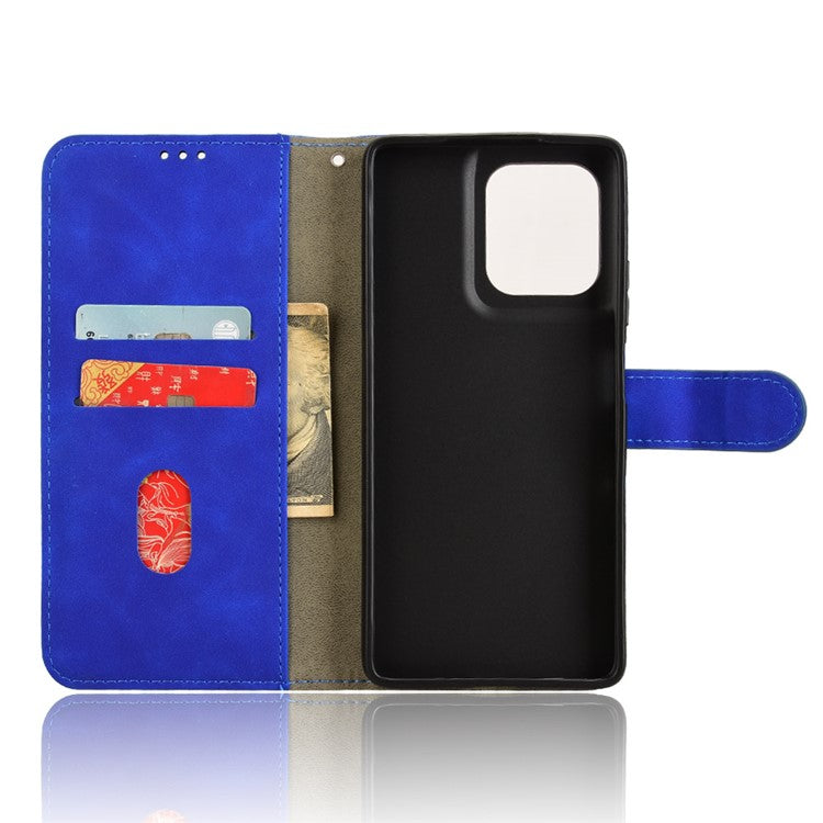For Motorola Moto G75 5G Leather Case Skin-Feel Anti-Drop Wallet Flip Phone Cover - Blue