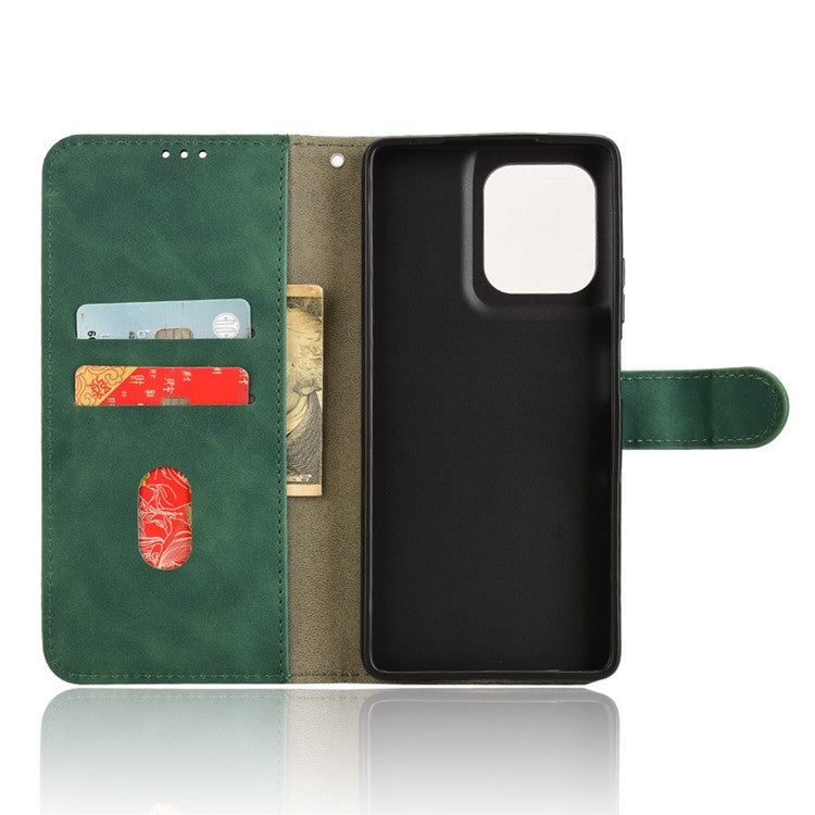 For Motorola Moto G75 5G Leather Case Skin-Feel Anti-Drop Wallet Flip Phone Cover - Green