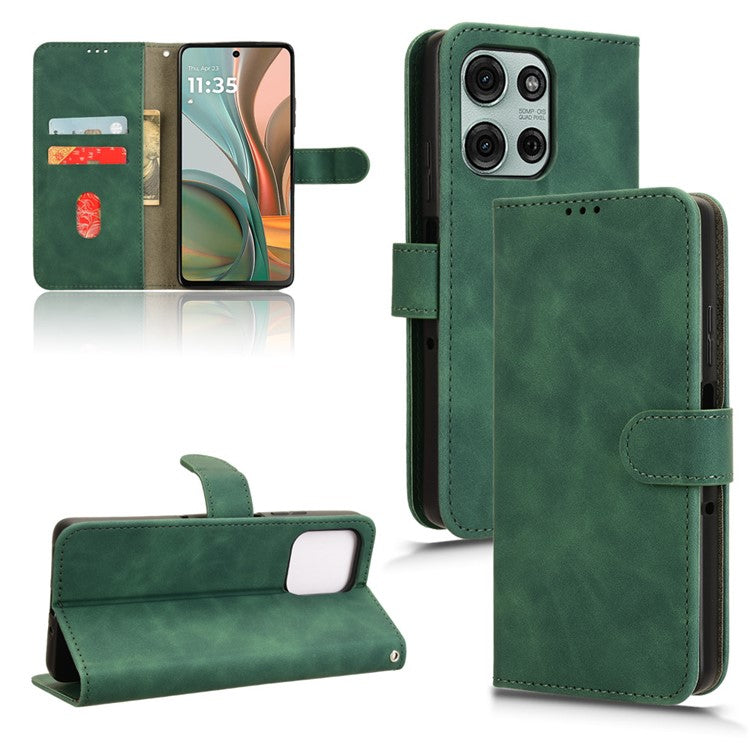 For Motorola Moto G75 5G Leather Case Skin-Feel Anti-Drop Wallet Flip Phone Cover - Green