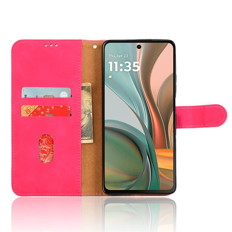 For Motorola Moto G75 5G Leather Case Skin-Feel Anti-Drop Wallet Flip Phone Cover - Rose