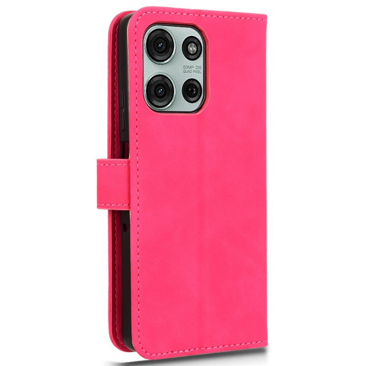 For Motorola Moto G75 5G Leather Case Skin-Feel Anti-Drop Wallet Flip Phone Cover - Rose