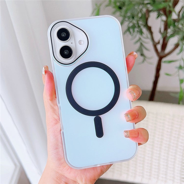 For iPhone 16 Case Compatible with MagSafe Aurora Design TPU+PC Phone Cover - Black