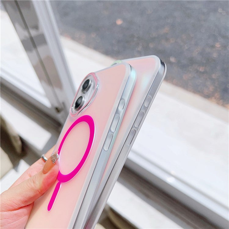 For iPhone 16 Case Compatible with MagSafe Aurora Design TPU+PC Phone Cover - Black