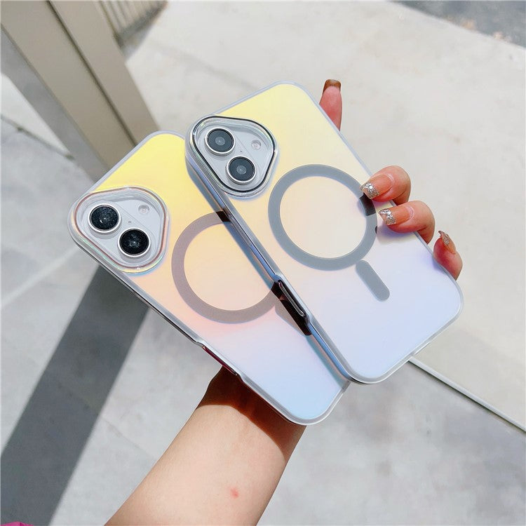 For iPhone 16 Case Compatible with MagSafe Aurora Design TPU+PC Phone Cover - Black