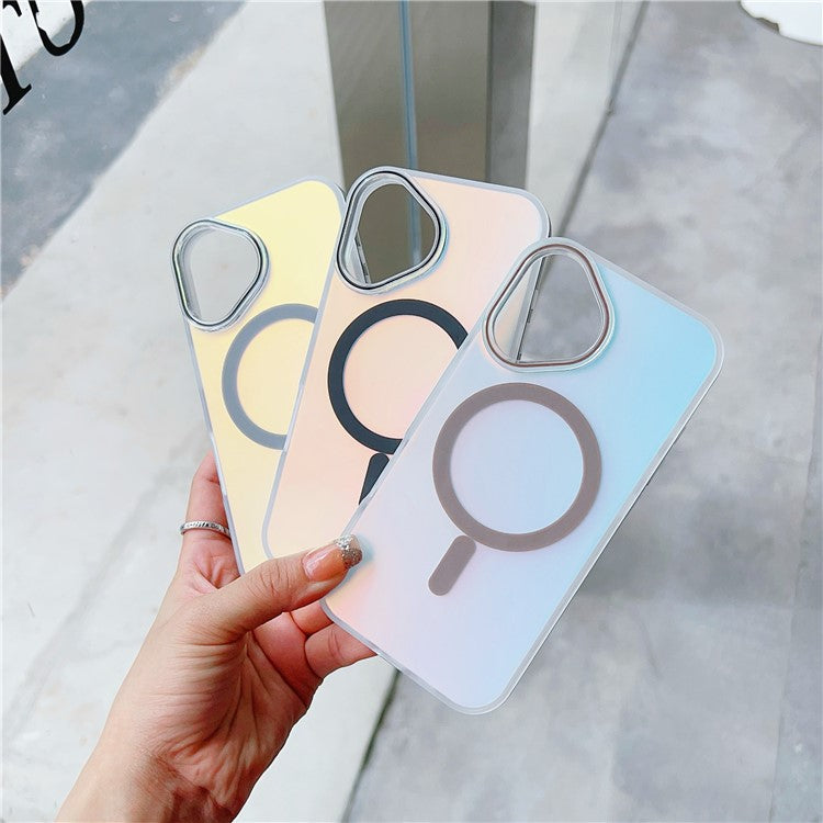 For iPhone 16 Case Compatible with MagSafe Aurora Design TPU+PC Phone Cover - Black