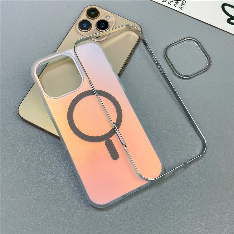 For iPhone 16 Pro Case Compatible with MagSafe Aurora Design TPU+PC Phone Cover - Desert Gold