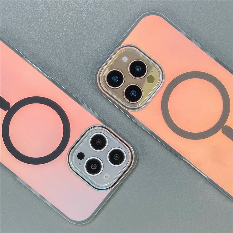 For iPhone 16 Pro Case Compatible with MagSafe Aurora Design TPU+PC Phone Cover - Desert Gold