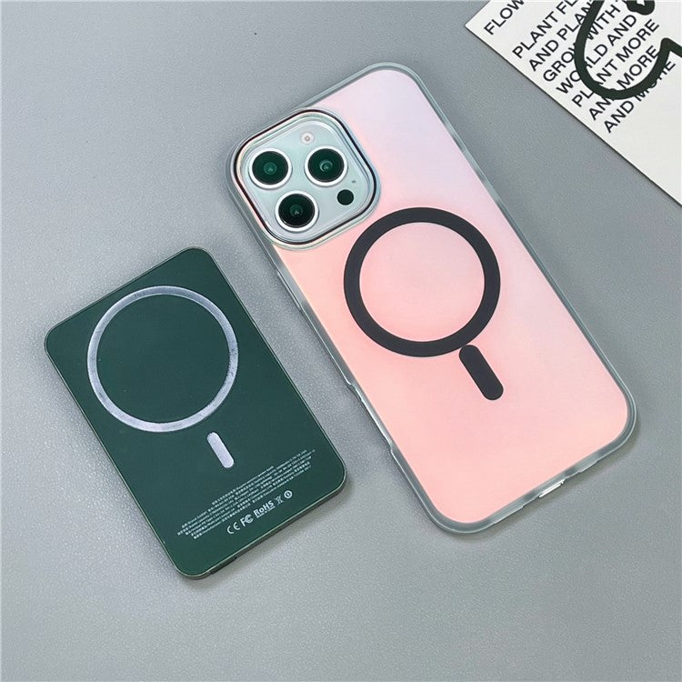 For iPhone 16 Pro Case Compatible with MagSafe Aurora Design TPU+PC Phone Cover - Desert Gold