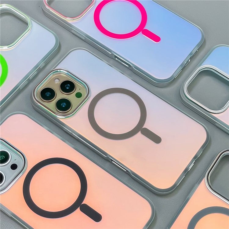 For iPhone 16 Pro Case Compatible with MagSafe Aurora Design TPU+PC Phone Cover - Desert Gold