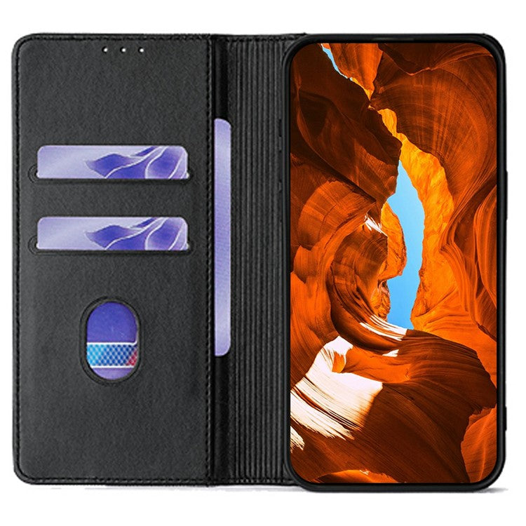 For Samsung Galaxy S25 Leather Case Wallet Stand Phone Cover with RFID Blocking - Black