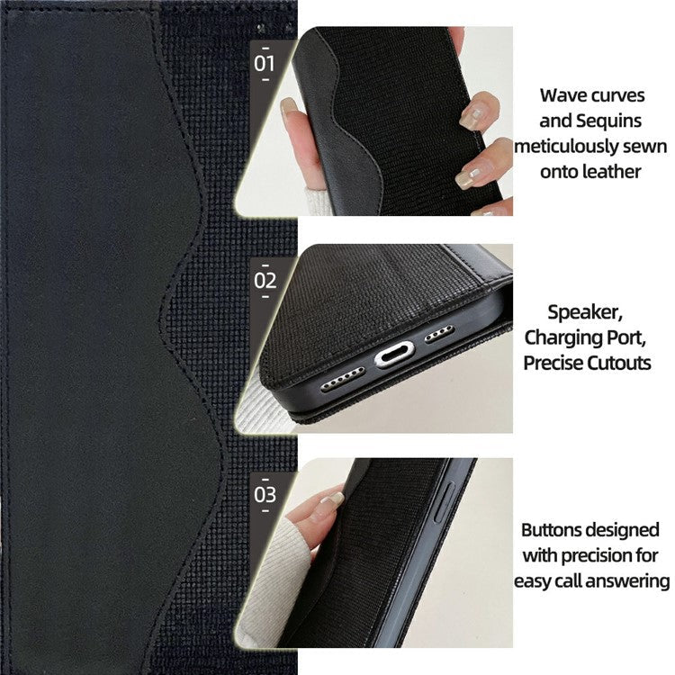 For Samsung Galaxy S25 Leather Case Wallet Stand Phone Cover with RFID Blocking - Black