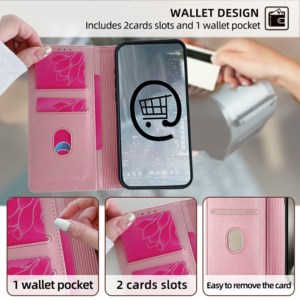 For Samsung Galaxy A16 5G / A16 4G Leather Case Wallet Stand Phone Cover with RFID Blocking - Rose Gold