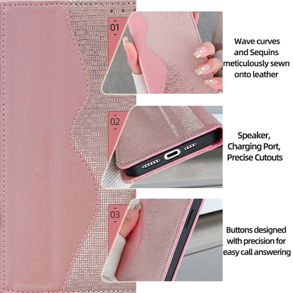 For Samsung Galaxy A06 Leather Case Wallet Stand Phone Cover with RFID Blocking - Rose Gold