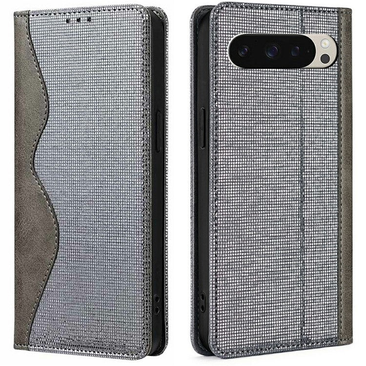 For Google Pixel 9 / Pixel 9 Pro Leather Case Wallet Stand Phone Cover with RFID Blocking - Grey