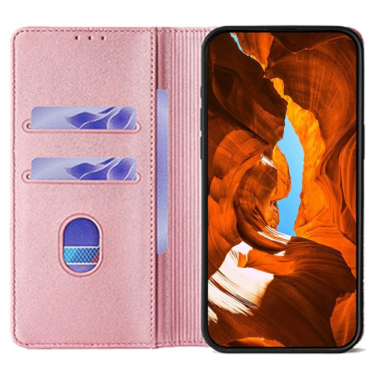 For Motorola Edge 50 Neo 5G / Moto S50 5G / Thinkphone 25 5G Leather Case Wallet Stand Phone Cover with RFID Blocking - Rose Gold