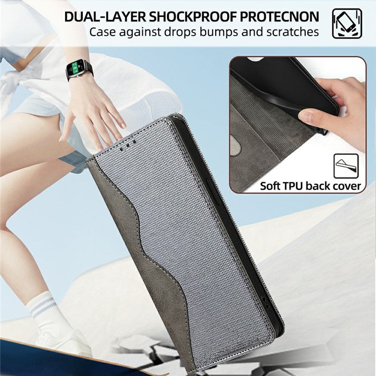 For Motorola Edge 50 Neo 5G / Moto S50 5G / Thinkphone 25 5G Leather Case Wallet Stand Phone Cover with RFID Blocking - Grey