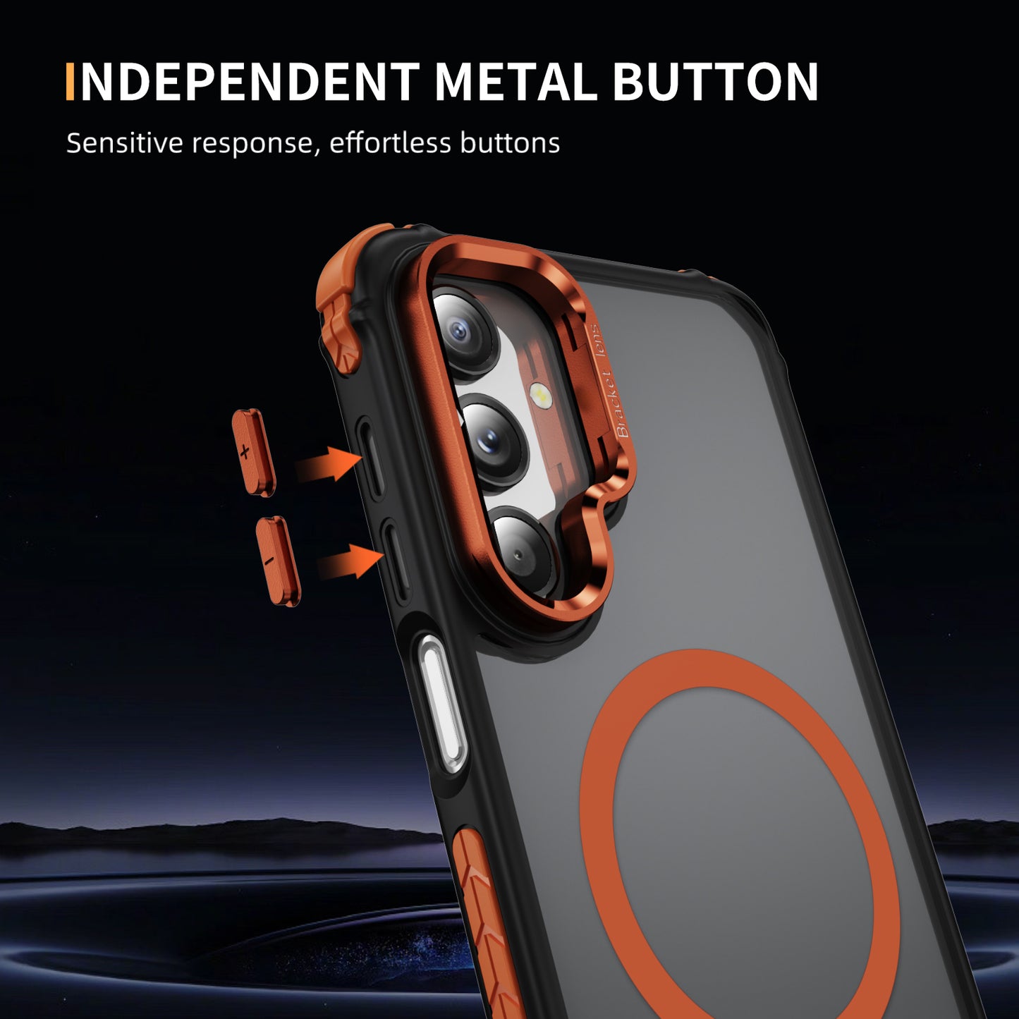 For Samsung Galaxy A16 5G Case with Lens Kickstand Matte Back Cover Compatible with MagSafe - Orange