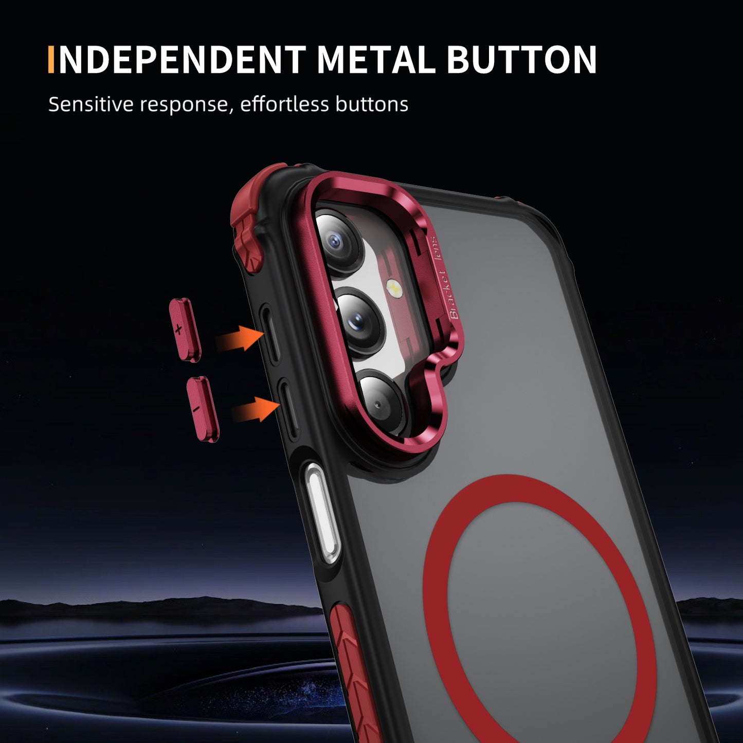 For Samsung Galaxy A16 5G Case with Lens Kickstand Matte Back Cover Compatible with MagSafe - Red