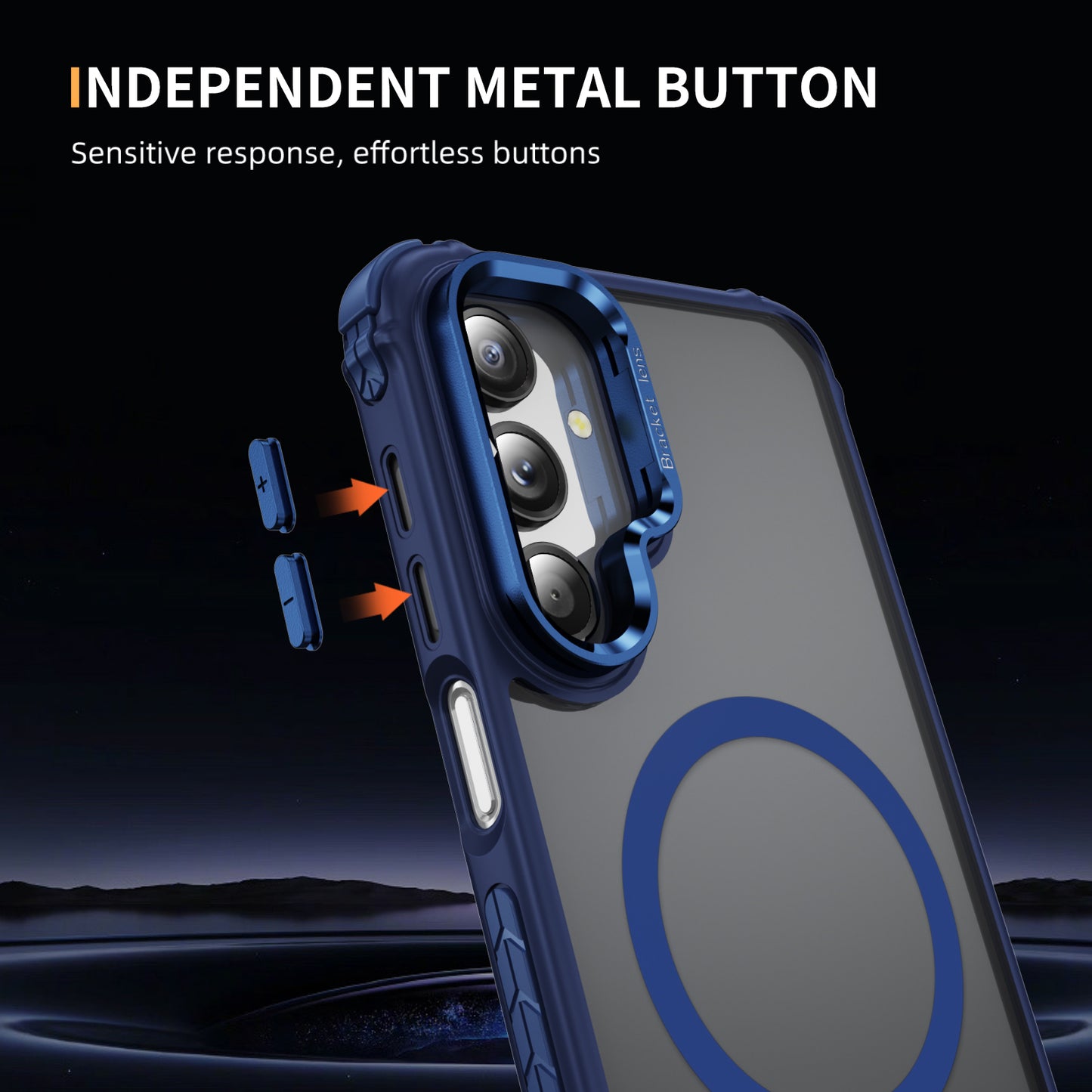 For Samsung Galaxy A16 5G Case with Lens Kickstand Matte Back Cover Compatible with MagSafe - Blue